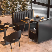 Ensemble de mobilier commercial de luxe moderne en bois et marbre pour hôtels, cafés, bars et restaurants, incluant canapé, banquette, table et chaises