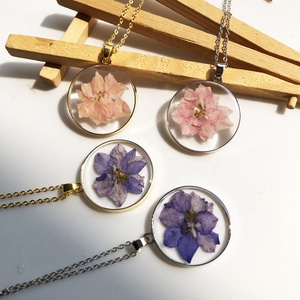 Collier avec pendentif en chaîne pour femmes, bijou personnalisé, couleur rose violet, larkspure, <span class=keywords><strong>naissance</strong></span>, <span class=keywords><strong>juillet</strong></span> - Product Image 3