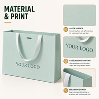 Sacs en papier kraft personnalisés avec longues poignées Ccpack, vert menthe de luxe, épaisseur 1 mm, poignée en ruban écologique, sac de shopping, sac cadeau pour la vente au détail