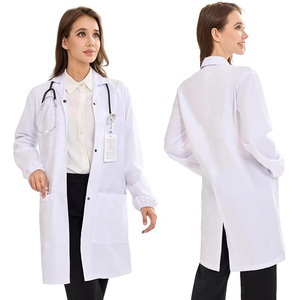 <span class=keywords><strong>Camice</strong></span> da Laboratorio Professionale per Donne con Chiusura a Bottoni, 4 Tasche, Polsini Elastici, Maniche Lunghe, per Scienziati e Medici, Bianco - Product Image 1