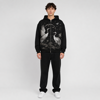 Sweat-shirts à capuche zippés pour hommes, surdimensionnés, en tissu éponge français 100% coton, 400 grammes, avec broderie de strass hip-hop, design OEM personnalisé