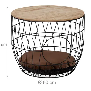 Table basse ronde en bois au design simpliste, décoration d'intérieur, idéal pour les animaux de compagnie
