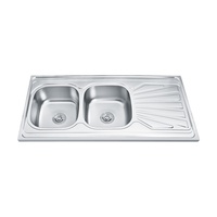Chine Bas Prix En Acier Inoxydable Double Bol Évier De Cuisine Nouveau Design Évier De Cuisine Avec Égouttoir