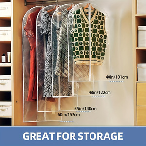 Fundas transparentes para ropa de 60x100cm, 60x120cm, 60x140cm, 60x150cm para almacenamiento en armario y protección de prendas colgadas - Product Image 5