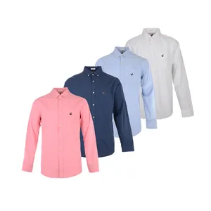 Nhà Máy Cung Cấp Casual 100% Cotton Plain Nhuộm Nút Lên Dài Tay Áo Thiết Kế Thời Trang Mới Nhất Áo Sơ Mi Nam