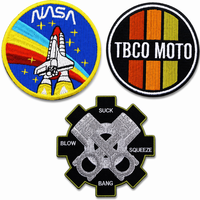 Patch brodé rond thermocollant NASA Moto Moteur Spatial Badge Tactique Applique Vêtement Logo Personnalisé Broderie
