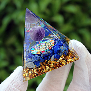 Pirámide de Cristal Kogiya con Bola de Amatista y Lapislázuli, Decoración para el Hogar, Regalo - Product Image 3