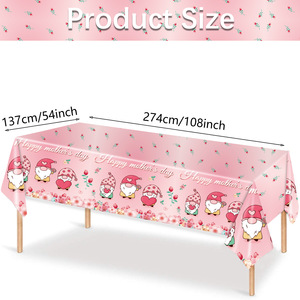 Happy Mother's Day Printed <b>Tablecloth</b> 137x274cm Disposable Floral Party Decor - Product Image 4
