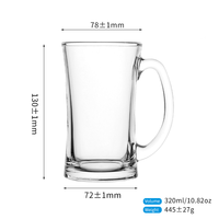 Tasses à café et bière avec poignée, esthétiques, grande taille, logo personnalisé, OEM ODM, ensemble de 6 tasses en verre, verres à eau