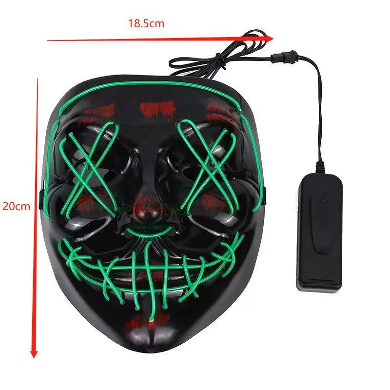 Halloween fluorescente festa bagliore maschera fantasma danza con sangue lampeggiante Horror maschera nera V maschera