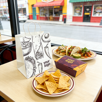 Emballage cadeau écologique personnalisé pour tacos à emporter, boîte en papier alimentaire, boîte à tacos avec séparateurs