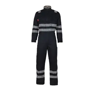 Wholesale OEM Work Wear Cotton FR Flame Retardant Reflective Safety Clothing Mechanic Welder Two Piece Coverall Working Uniform