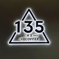 Enseignes d'adresse 3D flottantes en métal noir mat rétroéclairées personnalisées pour bâtiments, avec effet halo LED chaud, étanches IP65 pour entreprises