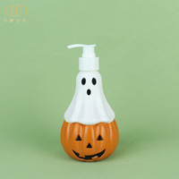 Distributeur de savon fantôme citrouille d'Halloween, design 2-en-1 mignon, flacon de savon liquide pour les mains, bouteille en plastique pour shampoing, nettoyant corporel et nettoyant visage