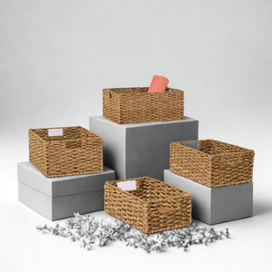 Panier en jonc de mer multi-usages, boîte rectangulaire tressée pour le rangement de jouets et de magazines, organisation domestique, approvisionnement pour l'exportation mondiale - Product Image 1