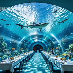 Op Maat Gemaakte Moderne Rechthoek Oceaan Thema Restaurant & Hotel Acryl <span class=keywords><strong>Aquarium</strong></span> Met Onderwater Tunnel Ontwerp Grootschalige <span class=keywords><strong>Aquarium</strong></span> - Product Image 1