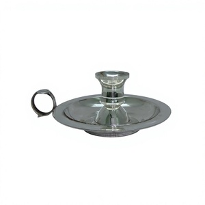 <b>Silver</b> Brass Candle Stand with Unique and Attractive Look Decorative Item for Living Room Church Office Hall & Best for Gift - Product Image 1