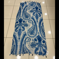 Écharpe d'été à motif Paisley avec pompons, texture douce au toucher, châle en cachemire léger, longueur moyenne, ourlet thermocollé