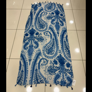 Summer Beach Paisley Tassel Scarf Soft Cotton Feel Texture Soft Touch Pashmina Shawl Lightweight <b>Wrap</b> - Product Image 4