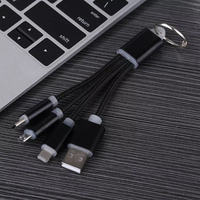 Cadeau promotionnel, logo personnalisé, porte-clés 3 en 1, câble de charge pour téléphone, porte-clés, cordon de charge 3 en 1, câble de charge pour téléphone portable 3 en 1