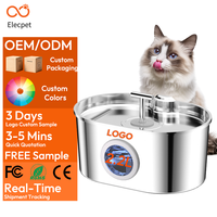 Fontaine à eau automatique pour animaux de compagnie Elecpet 2,2 L en acier inoxydable avec filtration à charbon actif USB, détachable, pour chats