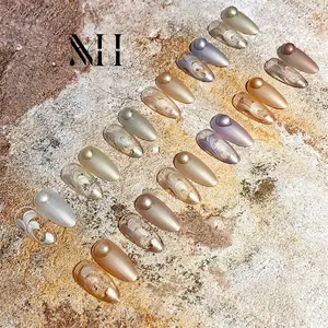Paquet d'usine MH vernis à ongles gel uv gel perle soyeuse ongles de couleur claire filles faire votre propre logo produits de vernis à ongles