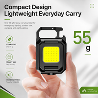Lampe de travail COB pliable rechargeable, mini lampe torche magnétique avec mousqueton, USB Type-C, lampe de camping de poche, porte-clés EDC, support de fixation
