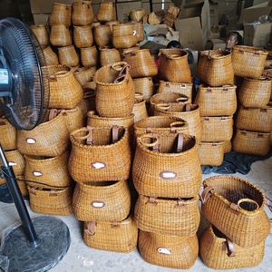 Rattan <strong>Wicker</strong> Front Handlebar Basket for Cargo Bike with Water <strong>Bottle</strong> &amp; Coffee Cup Holder for Storage - Product Image 4