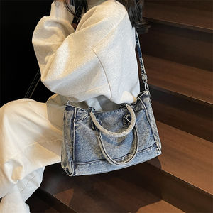 2025 Vintage <b>Washed</b> Denim Tote <b>Bag</b> Women <b>Large</b> Capacity Shoulder Crossbody <b>Bag</b> Summer Casual Versatile Purses - Product Image 4