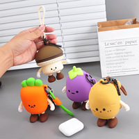 Q Version Mini sac de rangement mignon Expression légumes série humeur joli sac à main pour petit garçon/fille avec pendentif en caoutchouc créatif