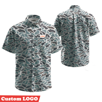 Herenshirt met vintage eenden camouflageprint, korte mouwen, UPF 50, sneldrogend, 4-weg stretch, bescherming tegen de zon, geschikt voor jagen, wandelen en buitenactiviteiten