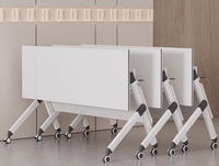 Bureau d'étude moderne mobile simple avec ensembles de chaises Petite table pliante de bureau de conférence de formation de réunion de 6 personnes