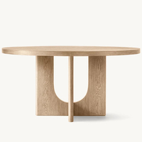 RH BRETON ENSEMBLE DE TABLE À MANGER Ronde Moderne Dessus En Bois Massif Base Géométrique 4 Chaises Inclus Hôtel Appartement Bureau Salon