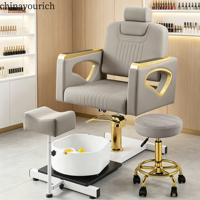 Mobilier de salon de manucure - Chaise de pédicure - Chaise de massage des pieds réglable en acier inoxydable traditionnelle avec table de manucure