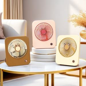 Ventilateur de refroidissement d'air en plastique réglable à trois vitesses Rechargeable par USB Nouveau design mignon pour <span class=keywords><strong>le</strong></span> chevet de bureau Usage domestique Anglais - Product Image 2