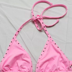 Custom logo New Fashion High Quality Triangle High Waist Thong Designer Luxury Swimsuit Set Women <strong>String</strong> Rhinestone Sexy <strong>Bikini</strong> - Product Image 6