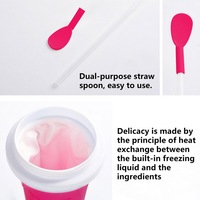 Tasse à Smoothie en Silicone réutilisable à Double pression, refroidissement rapide magique de la boue, tasse à glace avec couvercle et paille