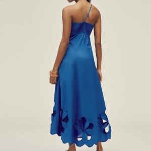 <span class=keywords><strong>Abito</strong></span> da Donna <span class=keywords><strong>Monospalla</strong></span> Senza Maniche con Scollatura Asimmetrica e Dettagli Traforati a Fiori, Vestito <span class=keywords><strong>Midi</strong></span> Formale e Casual - Product Image 2