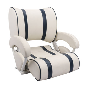 Boat Seat Adjustable Back Passenger Chair With Contrast Stripes For <b>Yacht</b> And Speedboat Use - Product Image 1