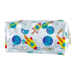 Bolsa de Maquillaje Transparente de PVC con Estampado de Planetas de Dibujos Animados, Bolsa de Cosméticos con Cierre de Cremallera, Marca HY - Product Image 2