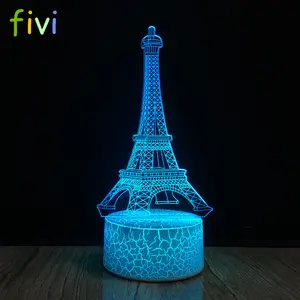 3D Night Lamp Eiffel Tower Illusion Desk Light Table USB Lamp Smart Home Night Lights 7 Colors Change Lamp