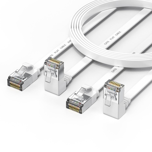 Right Angle Cat6 Ethernet Cable Flat 90 Degree 10Gbps High-Speed Internet and Network Cables RJ45 Connector for Routers