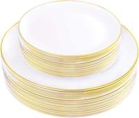 Assiette jetable élégante et robuste en plastique pour mariage avec bordure platine