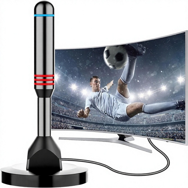 Digital Smart TV Indoor Antenna Strong Magnetic Base 360 Long Range HD Reception Local Channels Easy Installation TV Cable (50