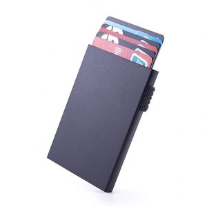 YS964 Aluminum Alloy Rfid Blocking Pop Cards up <b>Metal</b> <b>Wallet</b> Slim Unisex Business Card Credit Card Holder for Men Women - Product Image 2
