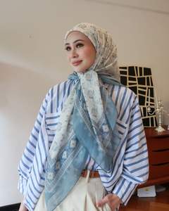 ماليزيا Bawal القطن الفوال المطبوعة وشاح مربع نمط الأزهار الحجاب للنساء المسلمات - Product Image 5