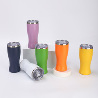 Mug à bière isotherme en acier inoxydable de 16 oz avec logo personnalisé, compatible lave-vaisselle, forme cintrée