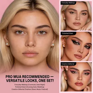 Juego de 15 brochas de maquillaje sintéticas suaves con mango blanco brillante para base, contorno, corrector, sombra de ojos, herramienta cosmética T518 - Product Image 2