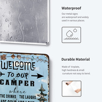 Juego de Letreros Metálicos Vintage para Camping, Decoración Retro para Pared de Autocaravana, para Campamento, Cueva del Hombre, Bar, Hogar, Decoración de Camping
