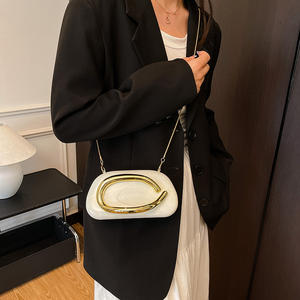 Bolso elegante con forma única para mujer, bolso de mano con asa metálica para <span class=keywords><strong>fiesta</strong></span>, bolso de hombro con cadena, <span class=keywords><strong>bolsos</strong></span> de noche elegantes para <span class=keywords><strong>fiesta</strong></span> - Product Image 2